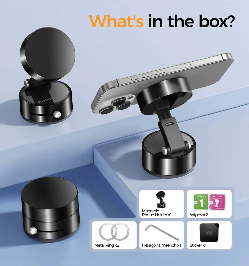Vacuum Magnetic Suction Phone Holder – Ultra-Stable 360° Rotation Mount