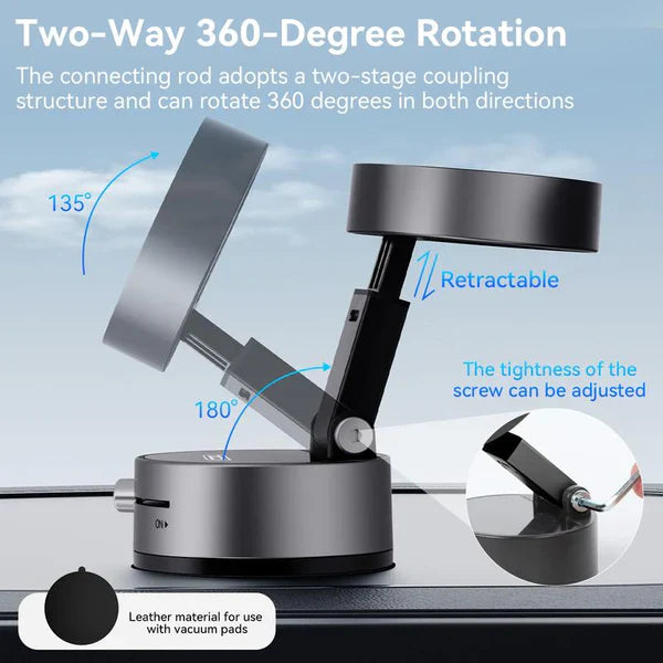 Vacuum Magnetic Suction Phone Holder – Ultra-Stable 360° Rotation Mount
